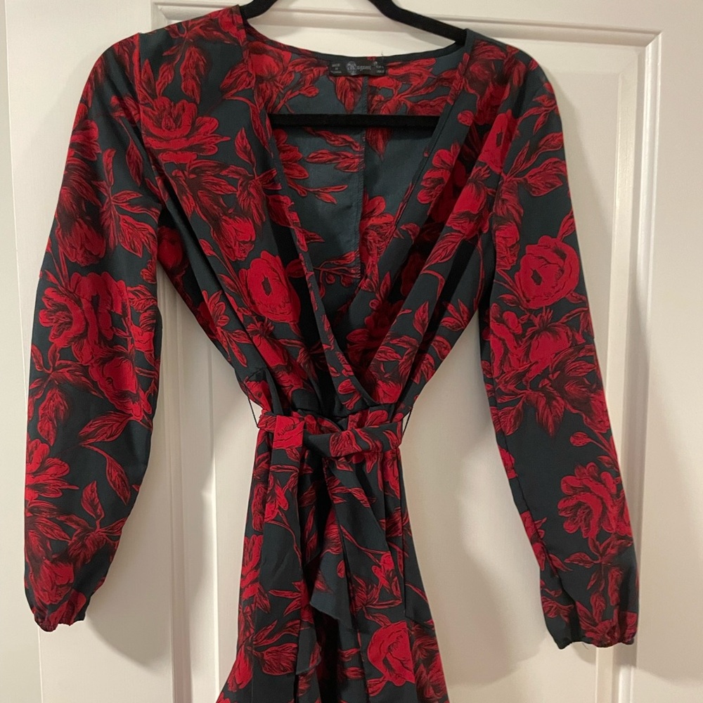 Maroon and Navy Floral Dress